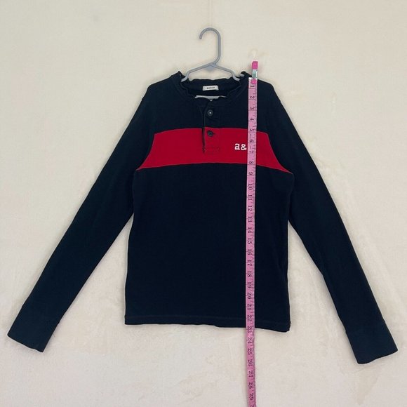 Abercrombie & Fitch Kids Boys Muscle Shirt Size Large Red Navy Long Sleeve Tee - Picture 6 of 8